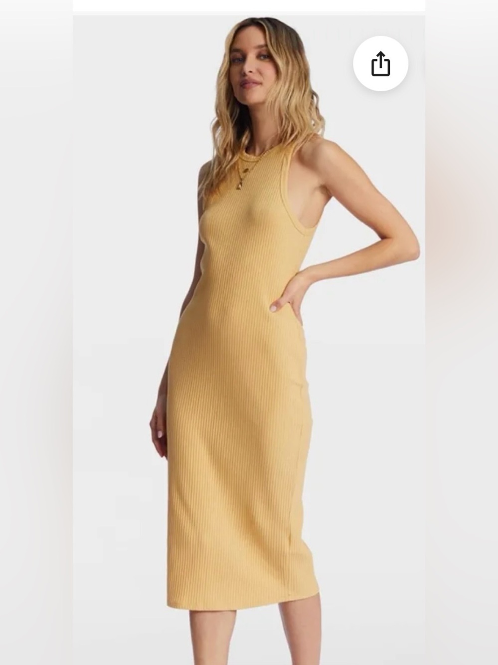 Billabong Ribbed Essentials Tomboy Tank Midi Dress in Butter Yellow Size Medium